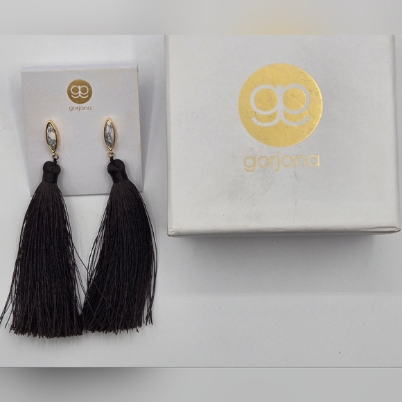 GORJANA Yellow Gold Tassel Fashion Earrings for sale | eBay GORJANA NWT Tassle Marble Statement Earrings Black Gold White Marble